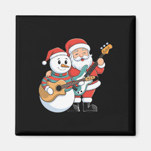 Íman Rock Guitar Snowman E Papai Noel Tocando Violão