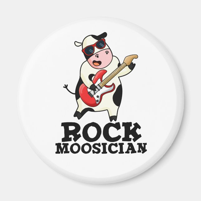 Íman Rock Mooslocais Engraçado Cow Musical Pun (Frente)