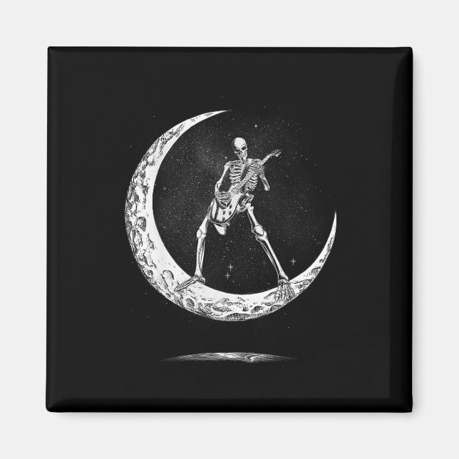 Íman Rock On Skeleton Moon Rock And Rolny Hallowee (Frente)