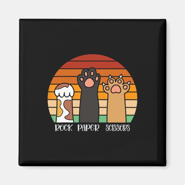 Íman Rock Paper Tesoura Jogo Kitten Lover Paws Animais (Frente)