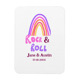 Íman Rock & roll wedding add couple name retro rainbow 