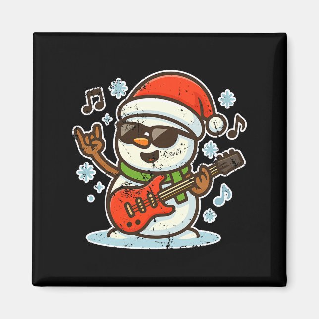 Íman Rock Snowman With Guitar Premium Tri-blend  (Frente)