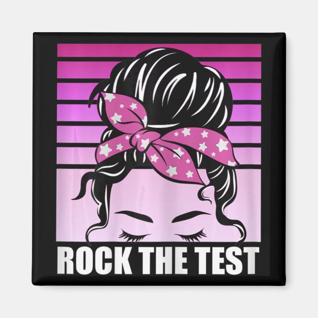Íman Rock The Test Messer Bun Teacher Test Day Testing  (Frente)