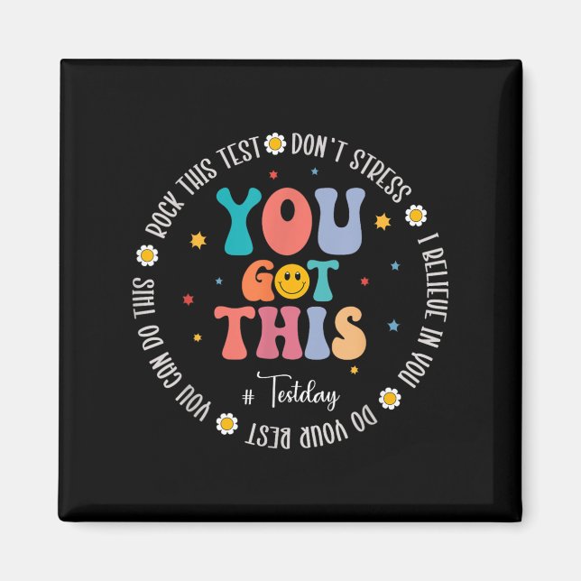 Íman Rock The Test Teacher Testing Day Motivational Tes (Frente)