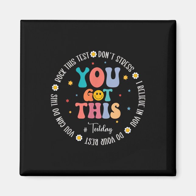 Íman Rock The Test Teacher Testing Day Motivational Tes (Frente)