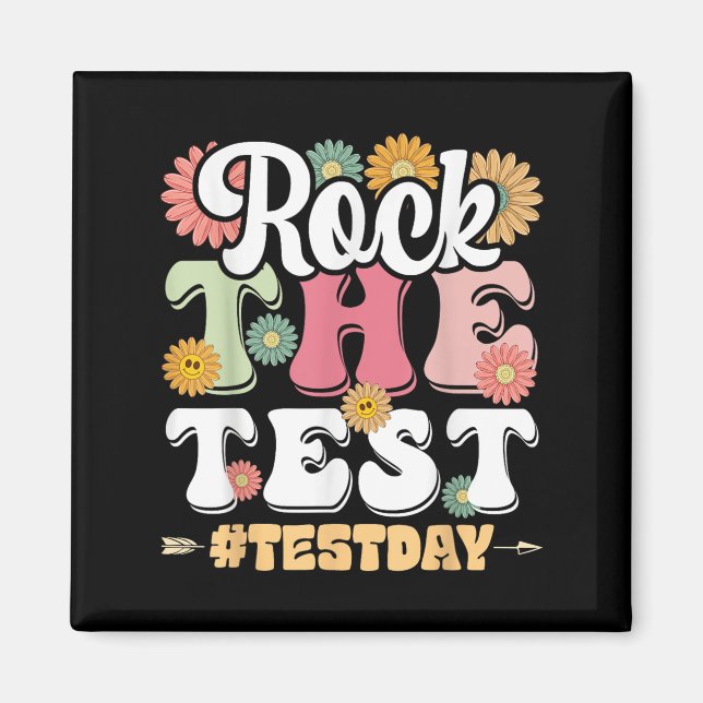 Íman Rock The Test Testing Day Groovy Motivational Teac (Frente)