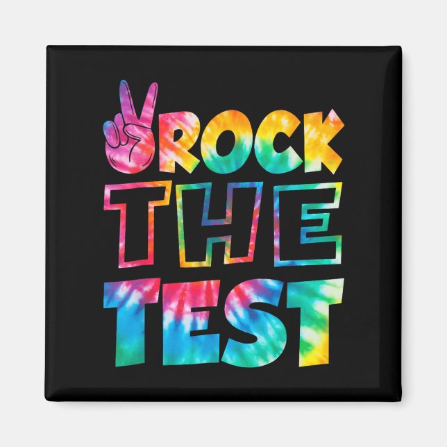 Íman Rock The Test Testing Day Retro Motivational Teach (Frente)