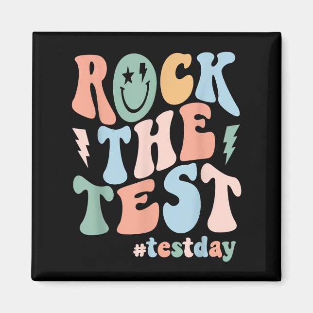 Íman Rock The Test Testing Day Retro Motivational Teach (Frente)