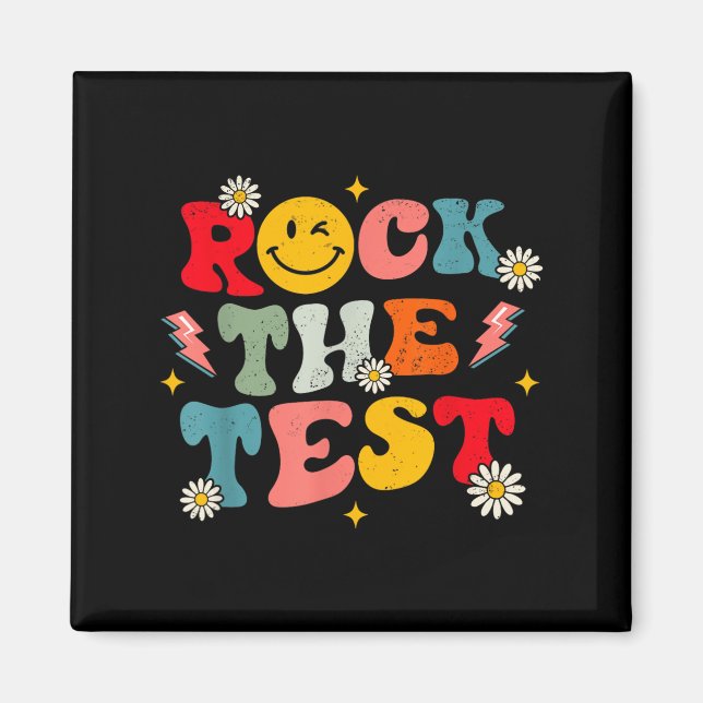 Íman Rock The Test Testing Day Retro Motivational Teach (Frente)
