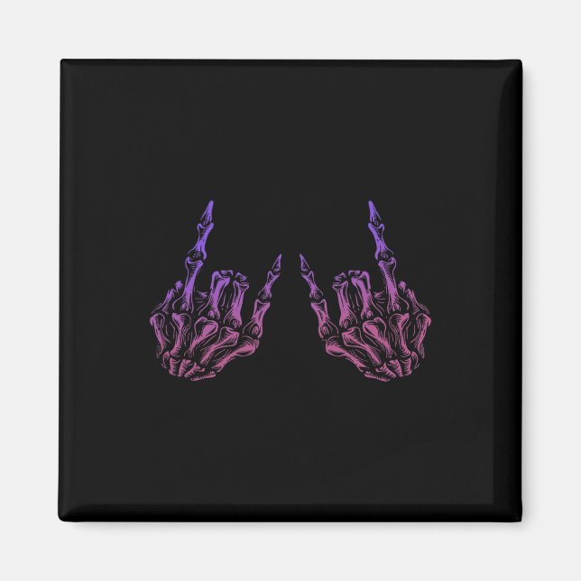 Íman Rocker Hand Sinal Skeleton Retro Halloween Men (Frente)