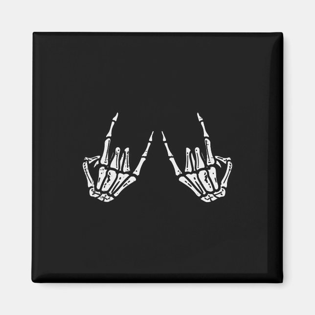 Íman Rocker Hand Sinal Skeleton Retro Halloween Men (Frente)