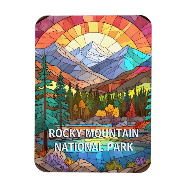 Íman Rocky Mountain National Park Faux StainGlass (Vertical)