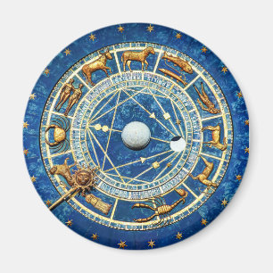 Íman Roda de Astrologia Zodiac Azul Celestial do Velho 