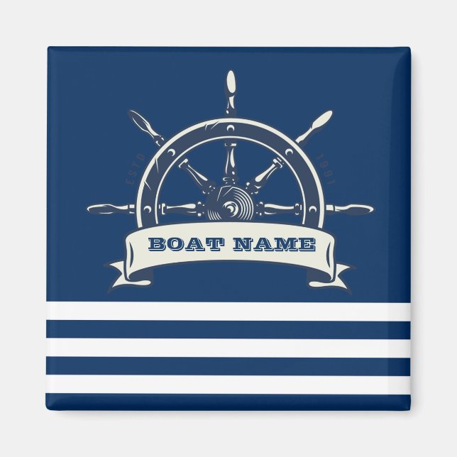 Íman Roda de Barco Náutico, Listras Azul-Marinho (Frente)