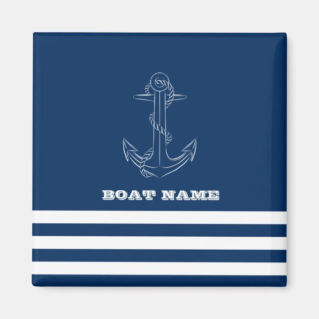 Íman Roda de Barco Náutico, Marinheiro de Listras Azul- (Frente)