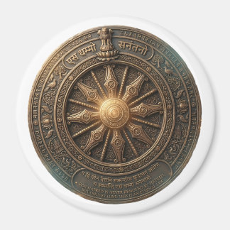 Íman Roda Dhamma Antiga Personalizável Herança Redonda
