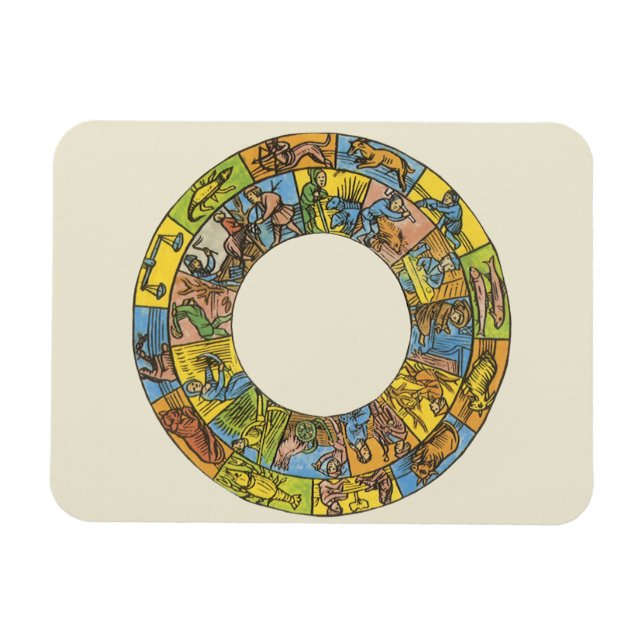 Íman Roda do Zodíaco Astrológico Celestial Vintage (Horizontal)