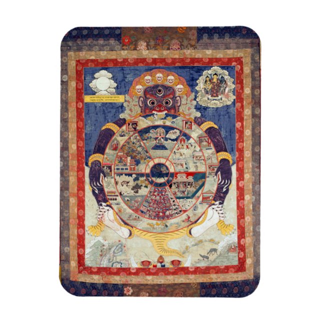 Íman Roda Tibetana do Ciclo de Vida de Samsara (Vertical)