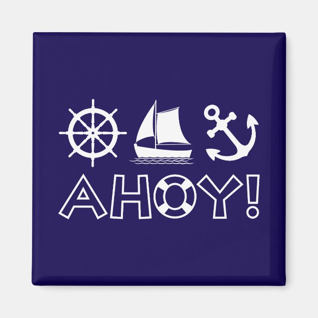 Íman Roda, veleiro, Anchor Ahoy! Branca (Frente)