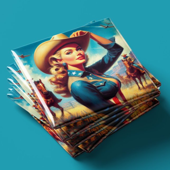 Íman Rodeio Vintage Pin-up (Criador carregado)