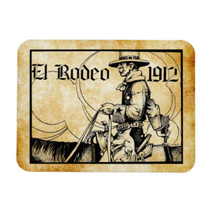 Íman Rodeo Cowboy Country 1912 Arte Ocidental