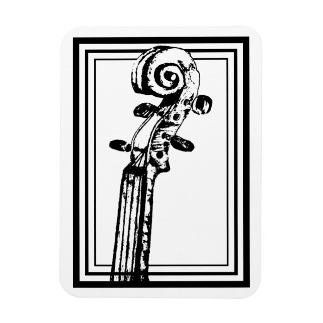 Íman Rolagem de violino preto e branco com contornos pr (Vertical)