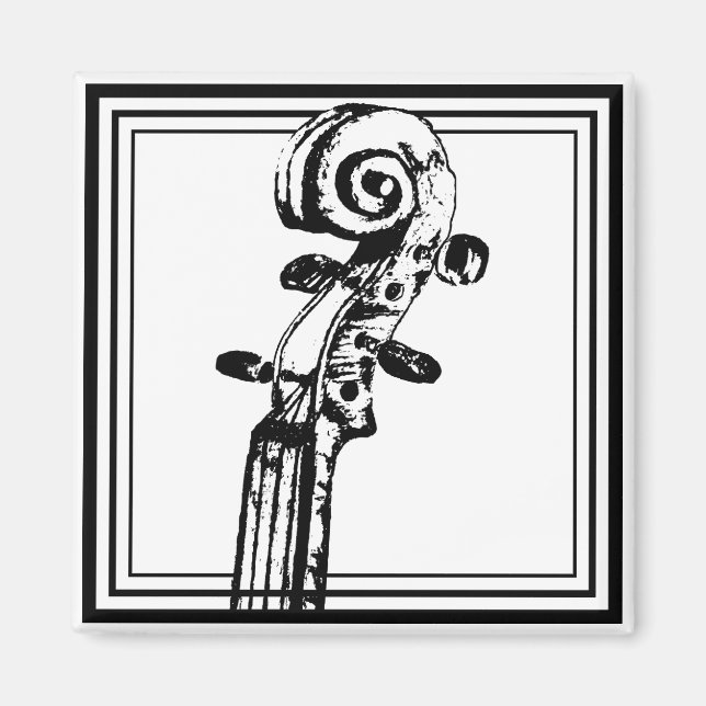 Íman Rolagem de violino preto e branco com contornos pr (Frente)