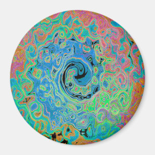Íman Rolha de Abstrato com rolha azul de aquarela com r
