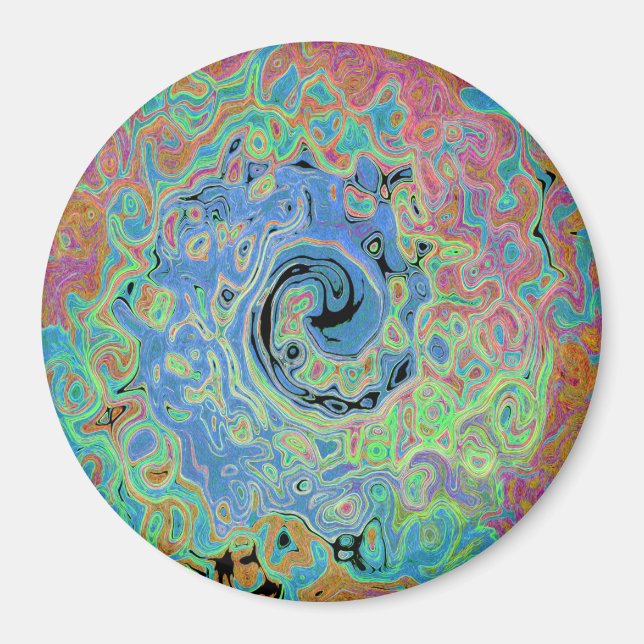 Íman Rolha de Abstrato com rolha azul de aquarela com r (Frente)