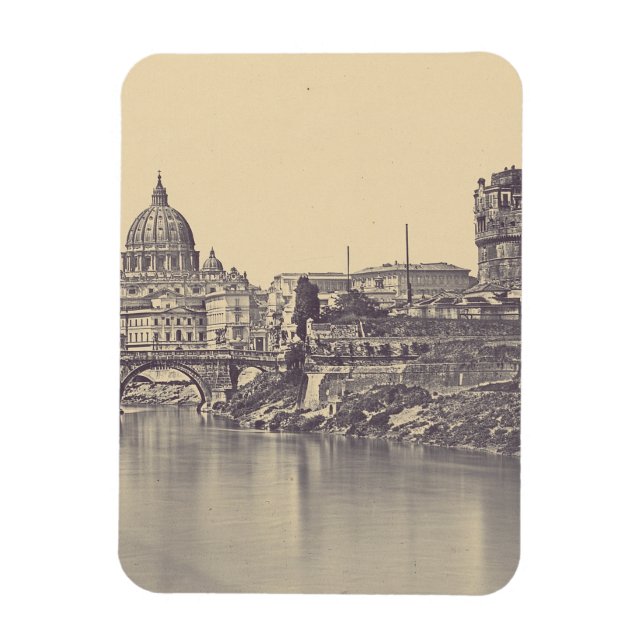 Íman Roma Antiga Castelo Tibre e Vaticano Arte Fina (Vertical)