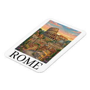 Íman Roma Colorida Itália Coliseu Arte de Viagem Vintag