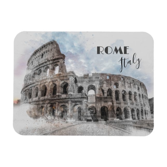 Íman Roma Itália Colosseum Viagem Art Vintage (Horizontal)