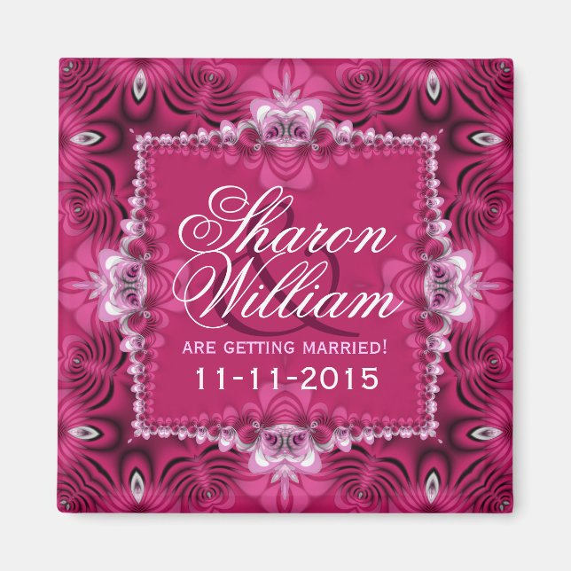 Íman Romance Rosa Anunciando Magneta de Casamento (Frente)