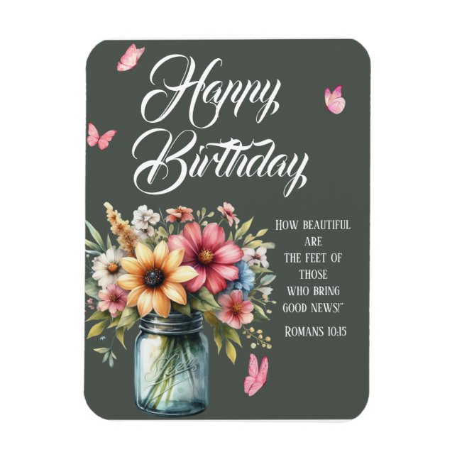 Íman Romans 10:15 Birthday Greeting Magnet (Vertical)