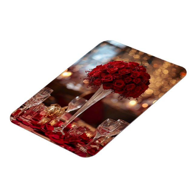 Íman Romantic Red Rose Valentine Decorative Photo (Left Side)