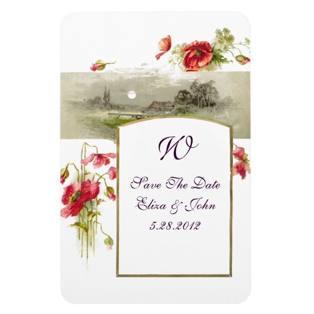 Íman ROMANTİCA MONOGRAM /POPPIES,Salve a data,Branco (Vertical)