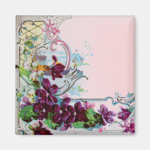Íman ROMÂNTICA Ondas Florais Violetas Pensées Rosas