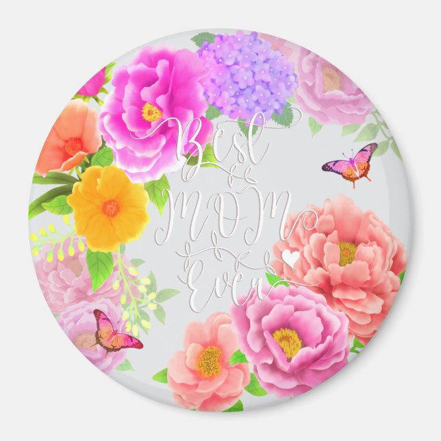 Íman Romântica Peonies Garden Blue Melhor Mãe (Frente)