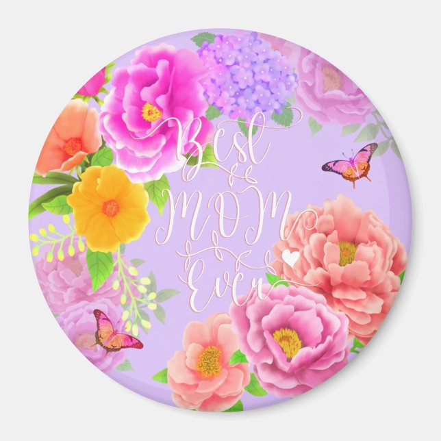 Íman Romântica Púrpura do Jardim de Peônias Melhor Mãe (Frente)