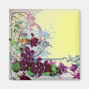 Íman ROMÂNTICA Redemoinhos Florais Amarelo Violetas Rox