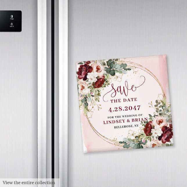 Íman Romântico Boho Marsala Bege Dourado Floral Ímã (Romantic Boho Marsala Blush Gold Floral Magnet

)