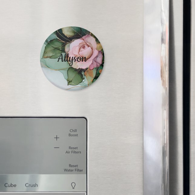 Íman Romântico Dourado Blush Rosa Floral Chá de Noiva (In Situ (Fridge))