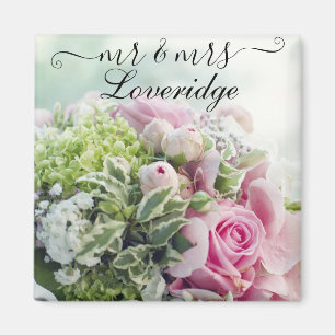 Íman Romântico Sr. Casamento Floral da Sra. Pink Rose