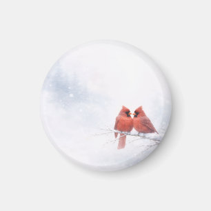 Íman Românticos Cardinals Vermelhos Aquarela de Inverno