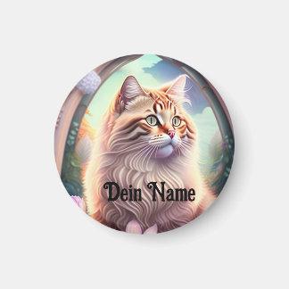 Íman Romantik Katze mit Blumen