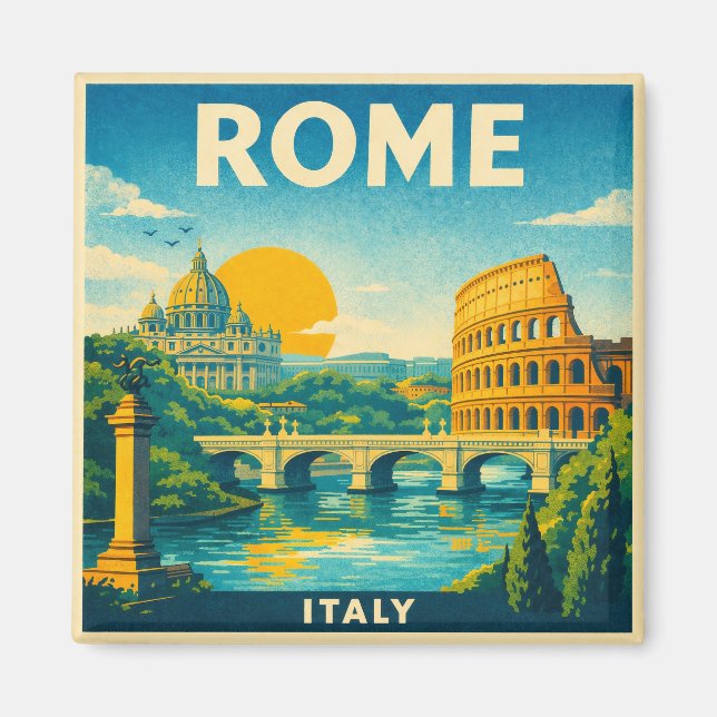 Íman Rome Vintage Travel Poster Magnet (Frente)