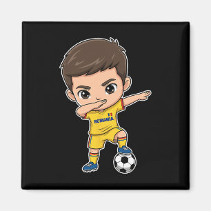 Íman Romênia Dab Criança Gol Cartoon Bandeira Romena Pa