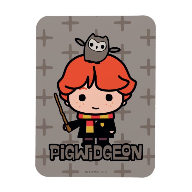 Íman Ron Weasley e Pigwidgeon em desenho animado (Vertical)