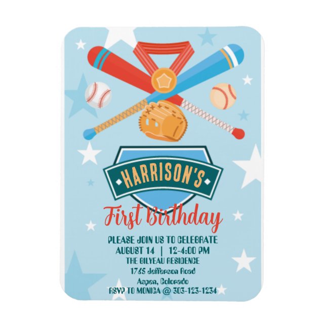 Íman Rookie do Ano do primeiro aniversario Baseball (Vertical)