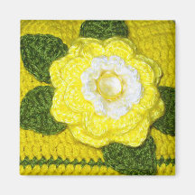 Rosa Amarelo Brilhante e Impressão de Crochet de F